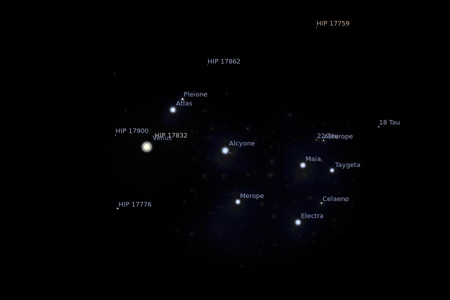 JPG venus/m45 via Stellarium